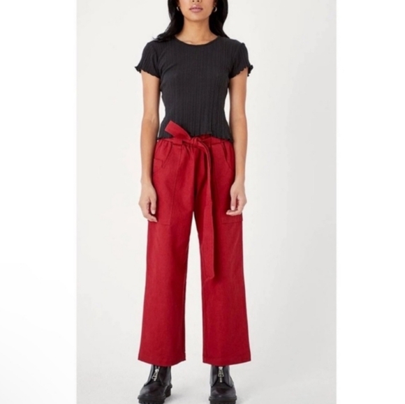 BackBeat Co. Veda Paper Bag Pants in Merlot - Picture 1 of 4